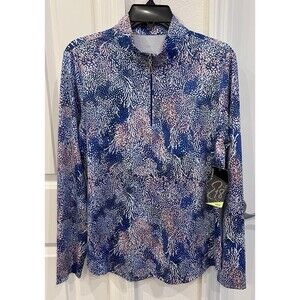 NEW Women's M Emerald 18 Golf Shirt Top Quarterzip UPF50 Wicking Strech Multi
